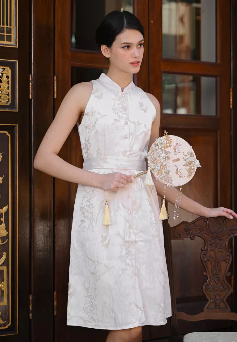 挂脖改良旗袍连衣裙