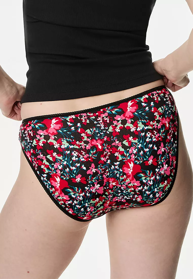 5pk Cotton Lycra™ High Leg Knickers