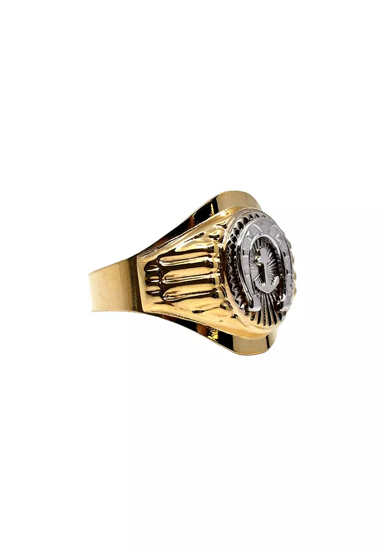 18K Bicolor Gold Gents Ring