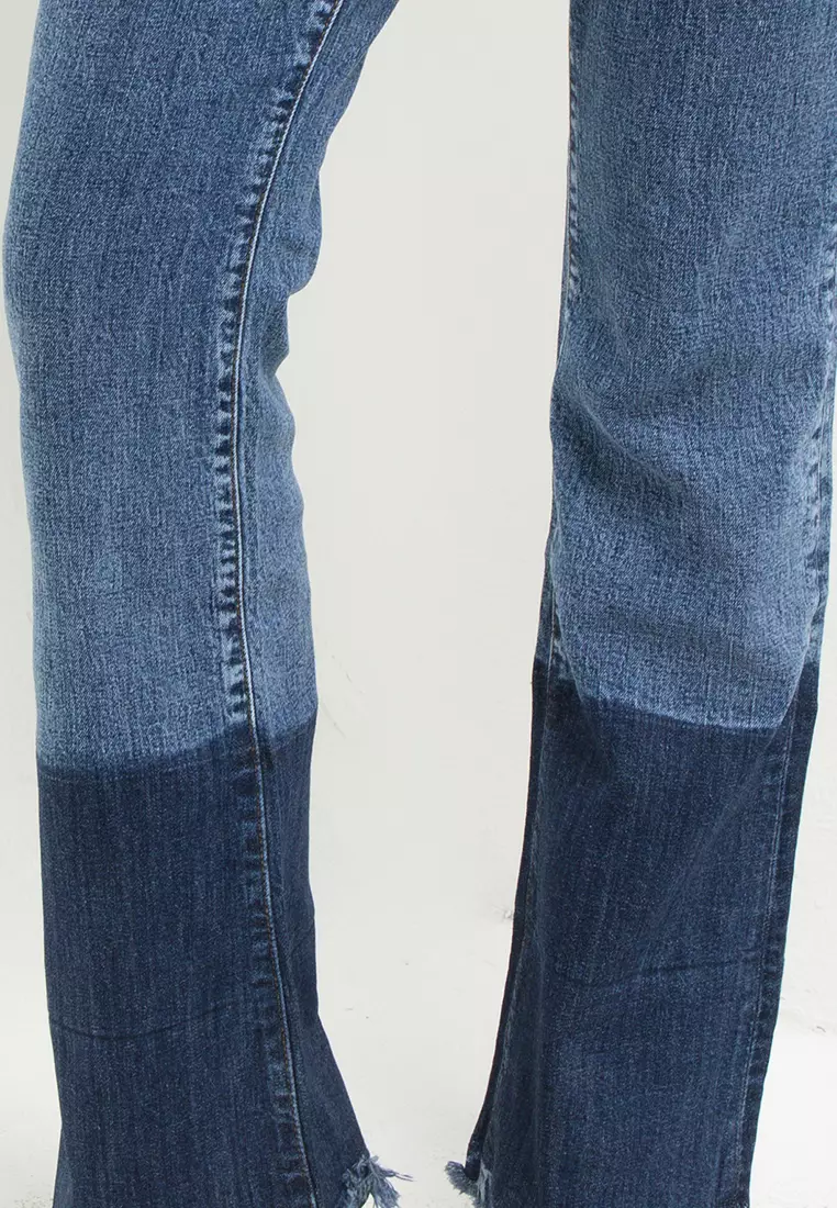 High Waist Cutbray Stretch Denim Pant Fbw013