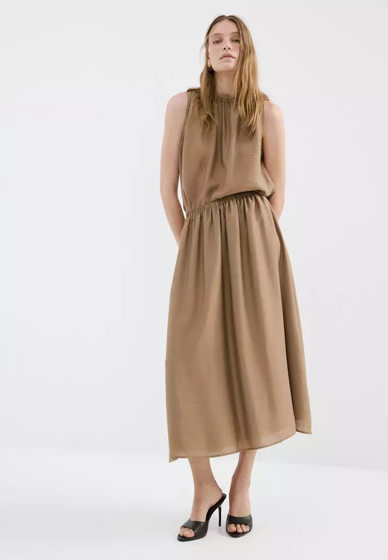 Gathered Midi Skirt