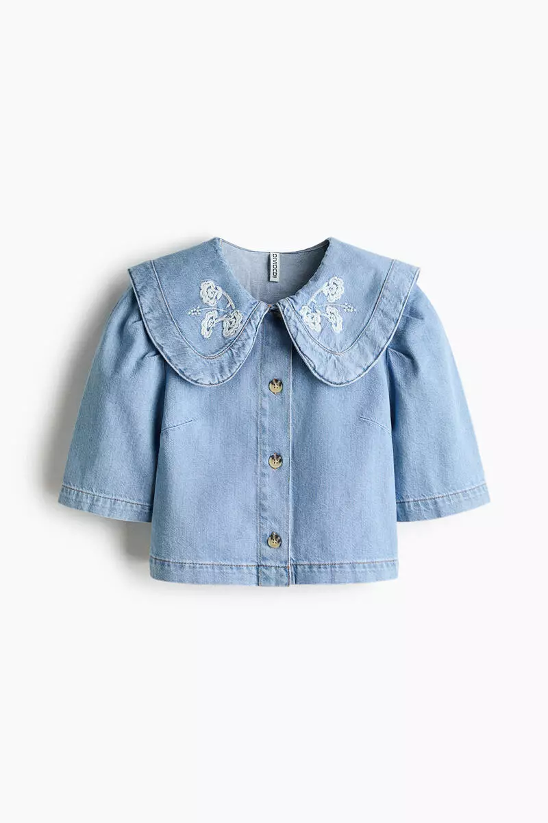 Collared denim blouse