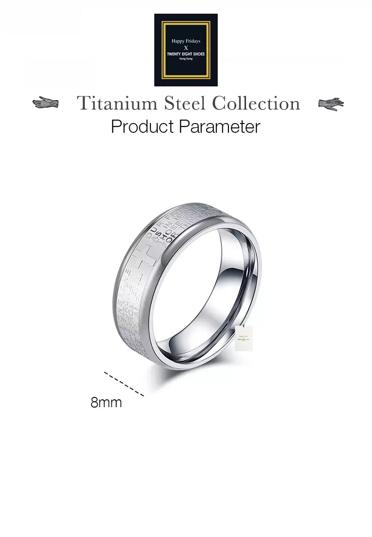 Titanium Steel Bible Verses Cross Ring JW QF-JZ848