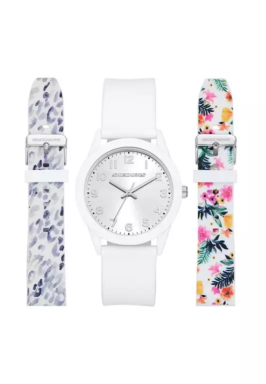 Women's Interchangeable Strap White Silicone Analog Watch SKC-SR9100