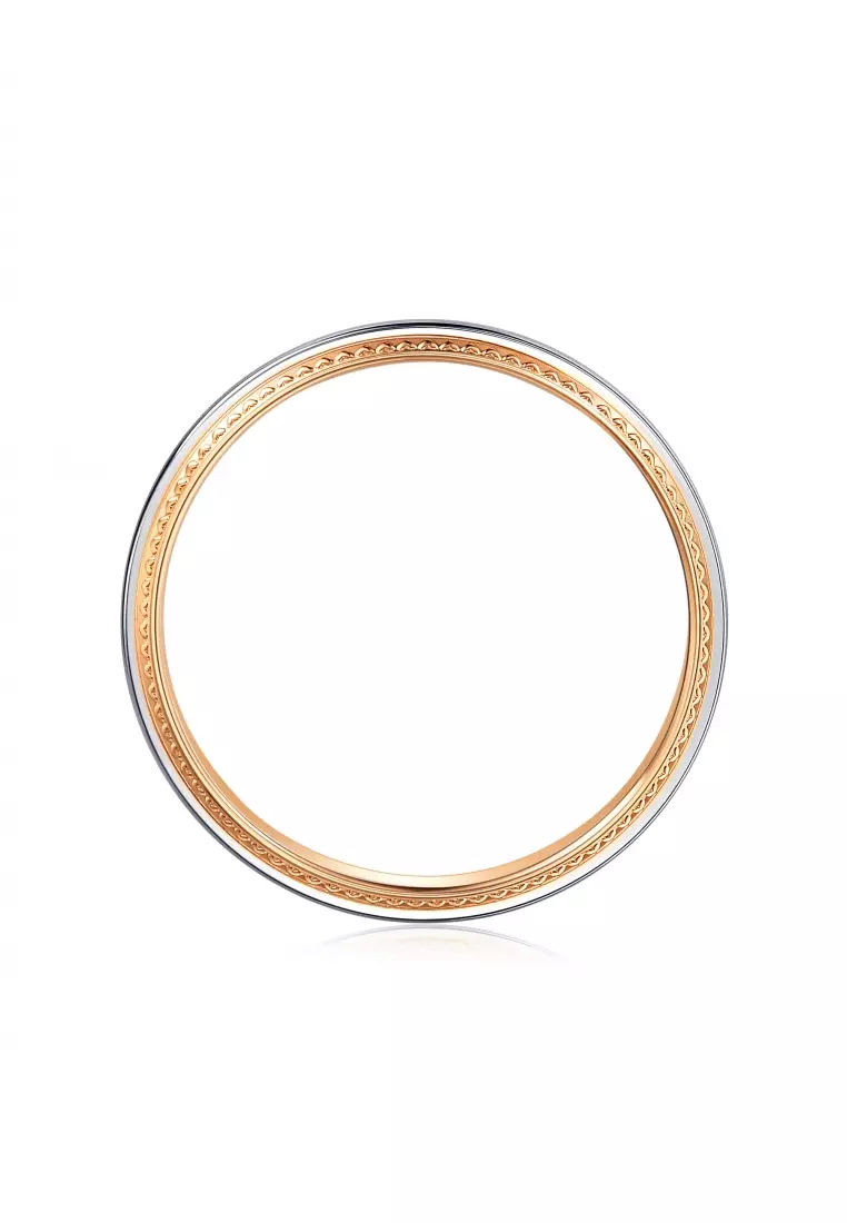 18K Solid Gold & 950 Platinum PROMESSA Majesty Ring for Men (Size: 18, Diameter 18.3mm) 75227R