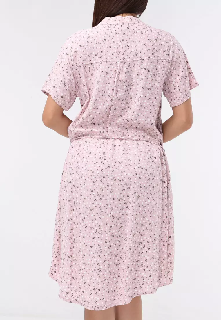 Woven Printed Linen Short Sleeve Dress