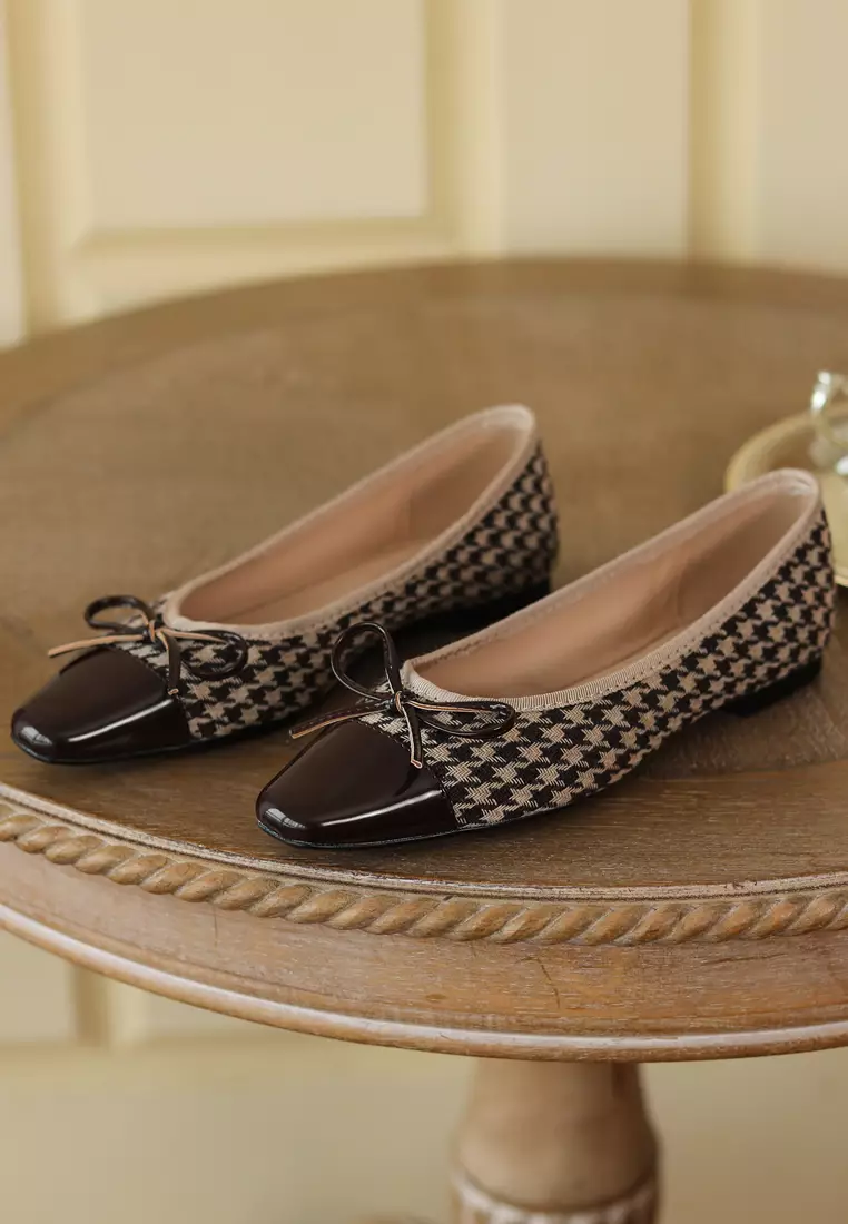 Square Toe Woven Fabric Ballerina XJ877-1