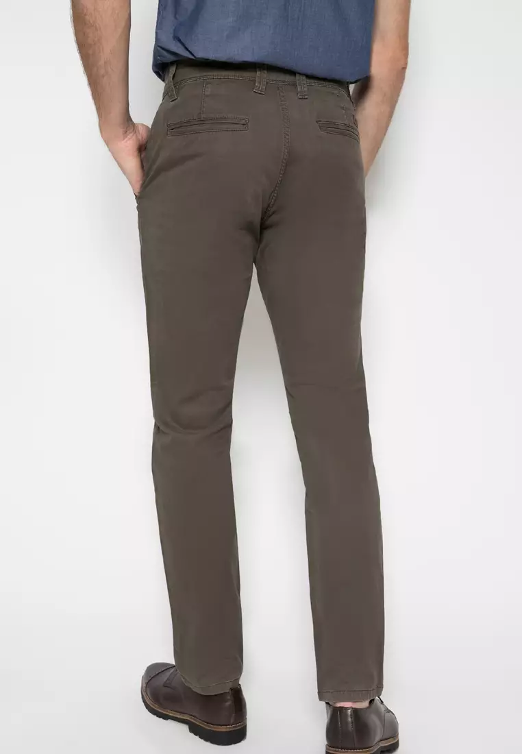 LGS - Celana Panjang Casual - Polos - Coklat Gelap - Pria - Slim Fit - CCT.546.S045.003.C