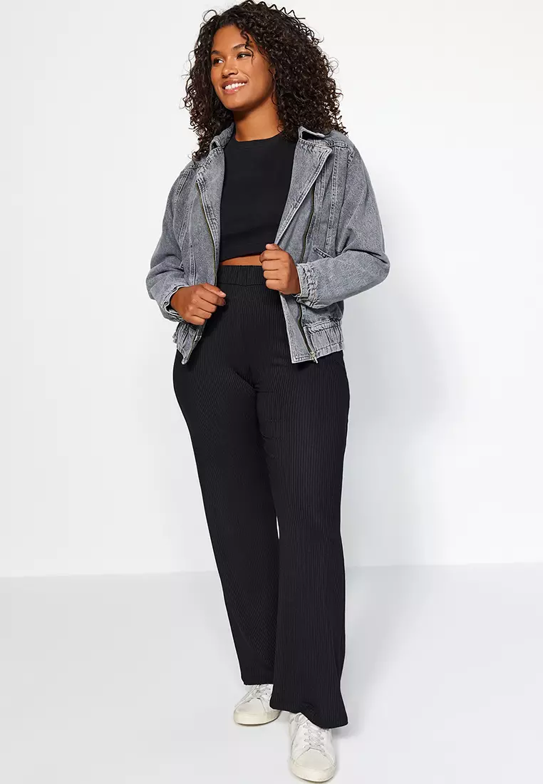 Plus Size Wide Leg Knit Pants