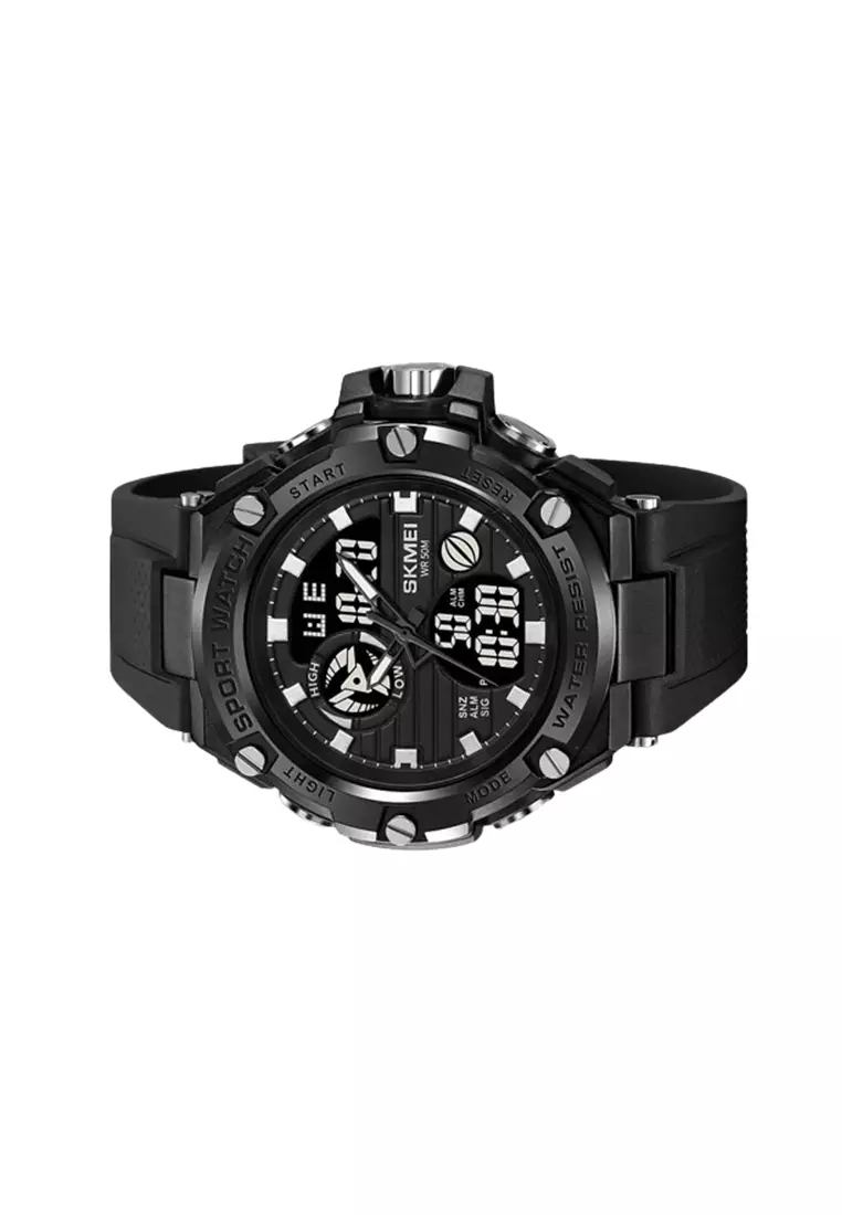 Jam Tangan Digital Analog Pria Sporty Alarm Material TPU Waterproof ORIGINAL