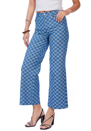 Buy London Rag Blue Check Board Patterned Denim Pants 2021 Online Zalora Singapore