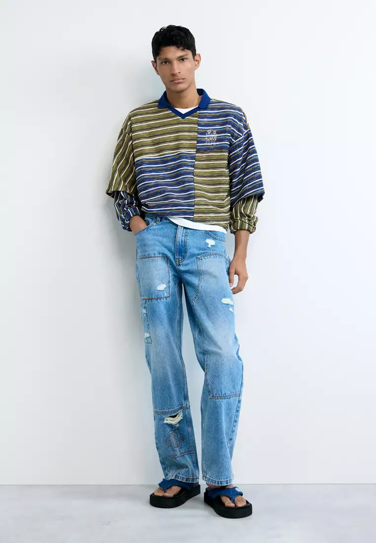 Stitched Denim Pants
