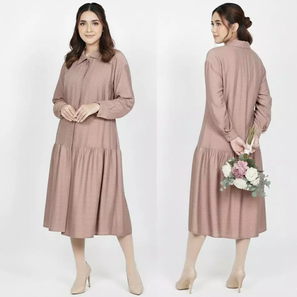 Midi Dress Saqila - Office Wear SOFT PINK