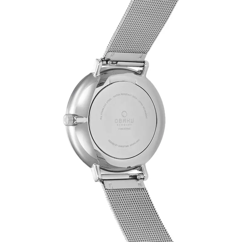 Jam Tangan Wanita Obaku V186LXCWMC Vest Steel Mother Of Pearl Dial Silver Mesh Strap
