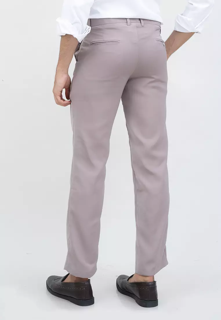 Celana bahan kerja reguler panjang formal lurus (BUKAN SLIM FIT) krim