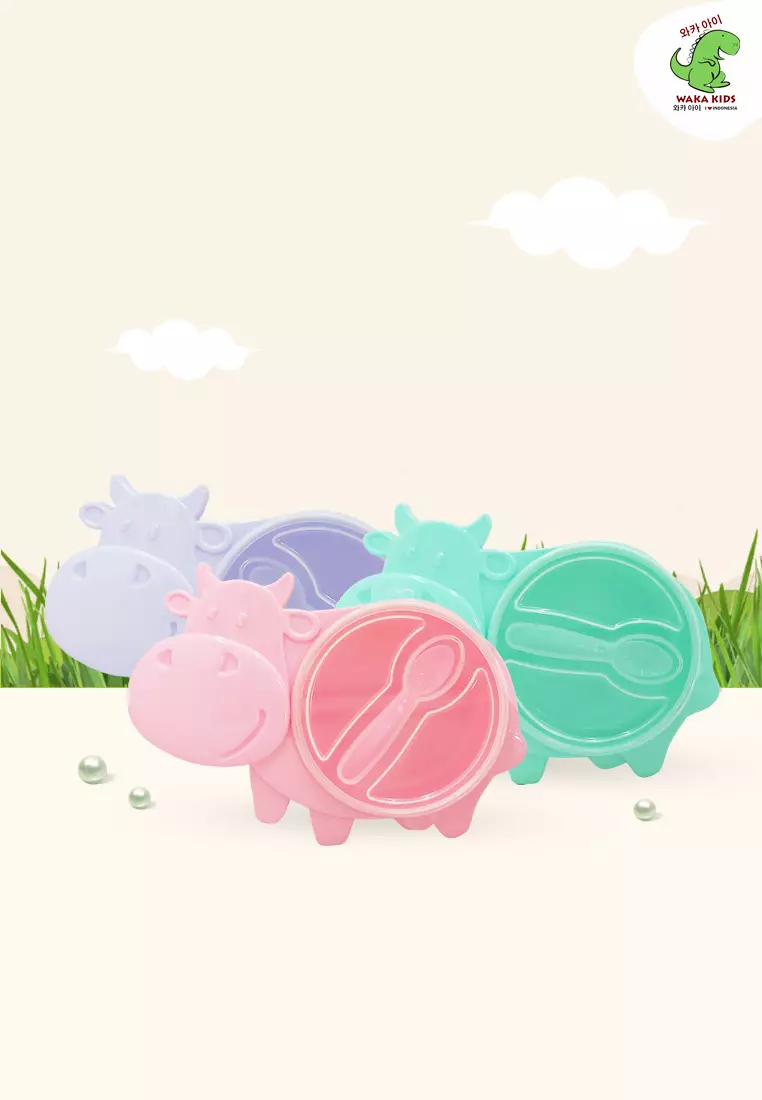 Wakakids Kotak Makan Mini Plastik Bentuk Karakter Sapi Lunch Box Cow Hadiah Souvenir Venrc Pink