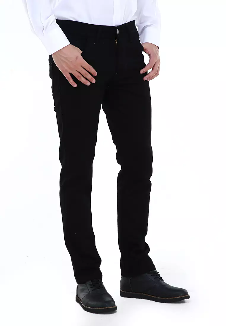 Locko Celana Panjang Denim Pria Style Casual Long Pants Material Jeans ORIGINAL - Black