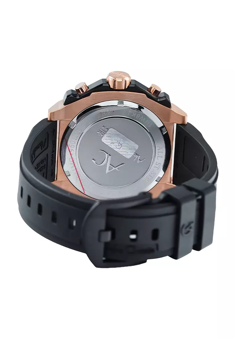 Alexandre Christie - Jam Tangan Chronograph Pria - Rosegold - Black Rubber Strap - 9601MCRBRBA