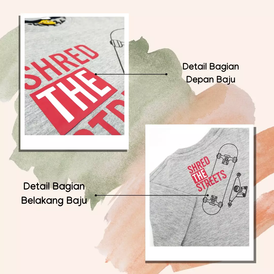 Wakakids Baju Anak Laki Laki Atasan Kaos Usia 4 Tahun Hingga 14 Tahun Motif Shred The Streets 3945 SPATS Hijau Army