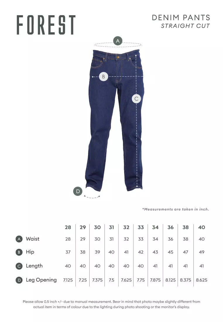 Forest Stretchable Regular  Straight Cut Denim Long Pants Men - 610227-01Black