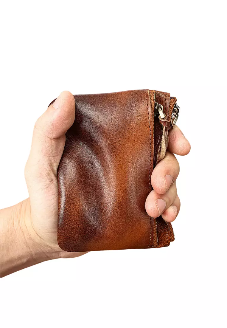 Leather Coin Purse, Vegetable Tanned Leather, Brushed Color, Top-Layer  Cowhide, Genuine Leather Men's And Women's Wallet