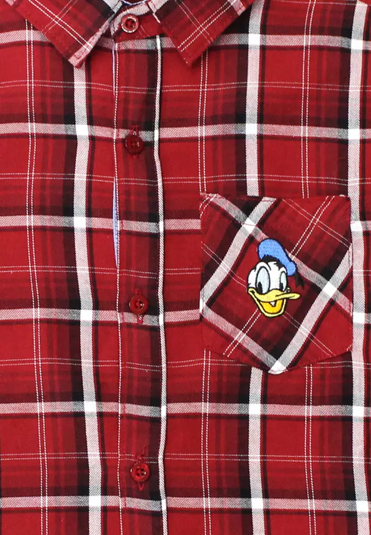 Shirt/ Kemeja Anak Laki Check Red White Navy/ Donald Duck Look Style