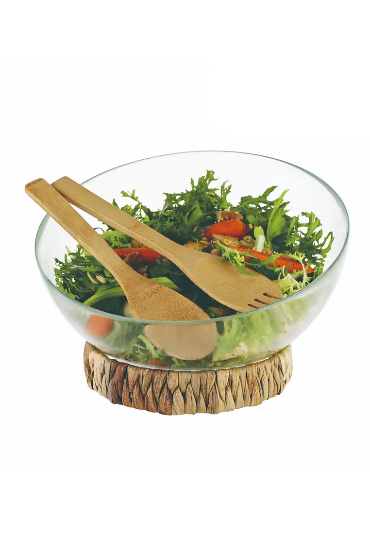 Buy Edge Houseware 4 in 1 Salad Bowl with Salad Servers and Bamboo Stand  Mixing Bowl All Purpose Round Serving Bowl 2024 Online