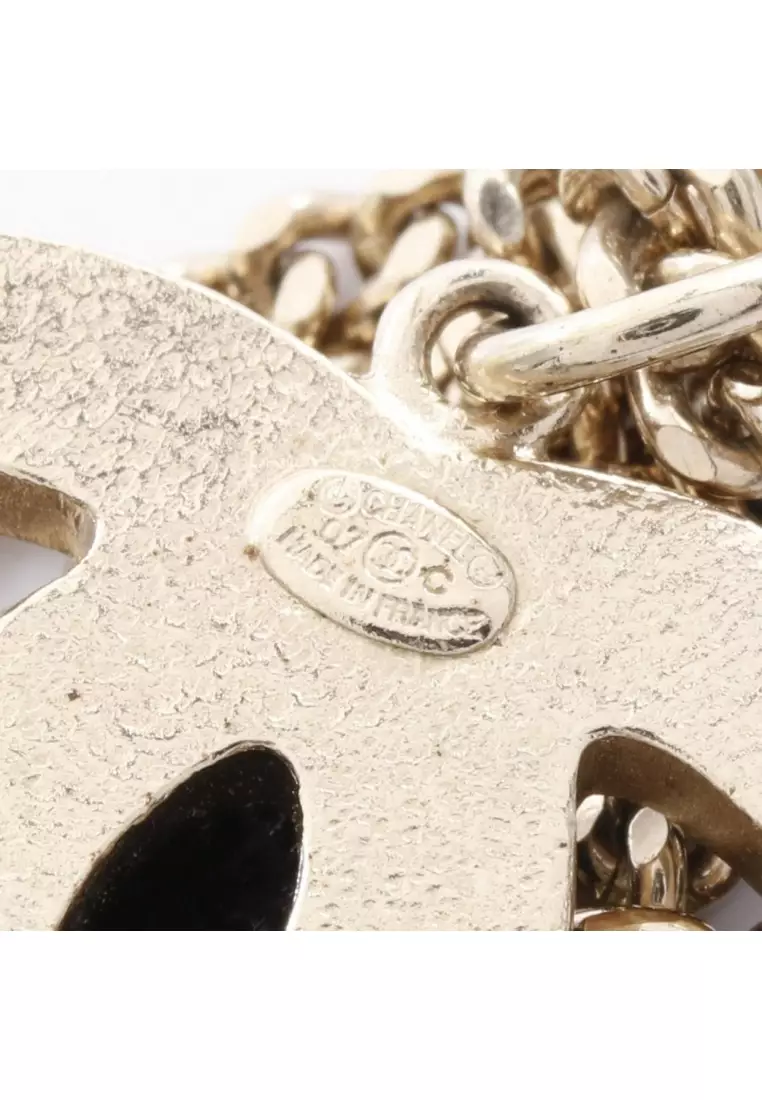 Pre-Loved Chanel coco mark ribbon necklace GP gold 07C