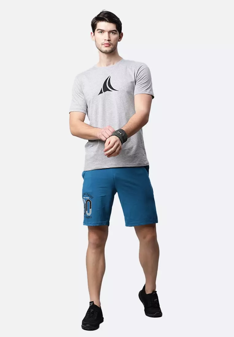 Men's Round Neck Grey Training Cotton Tee