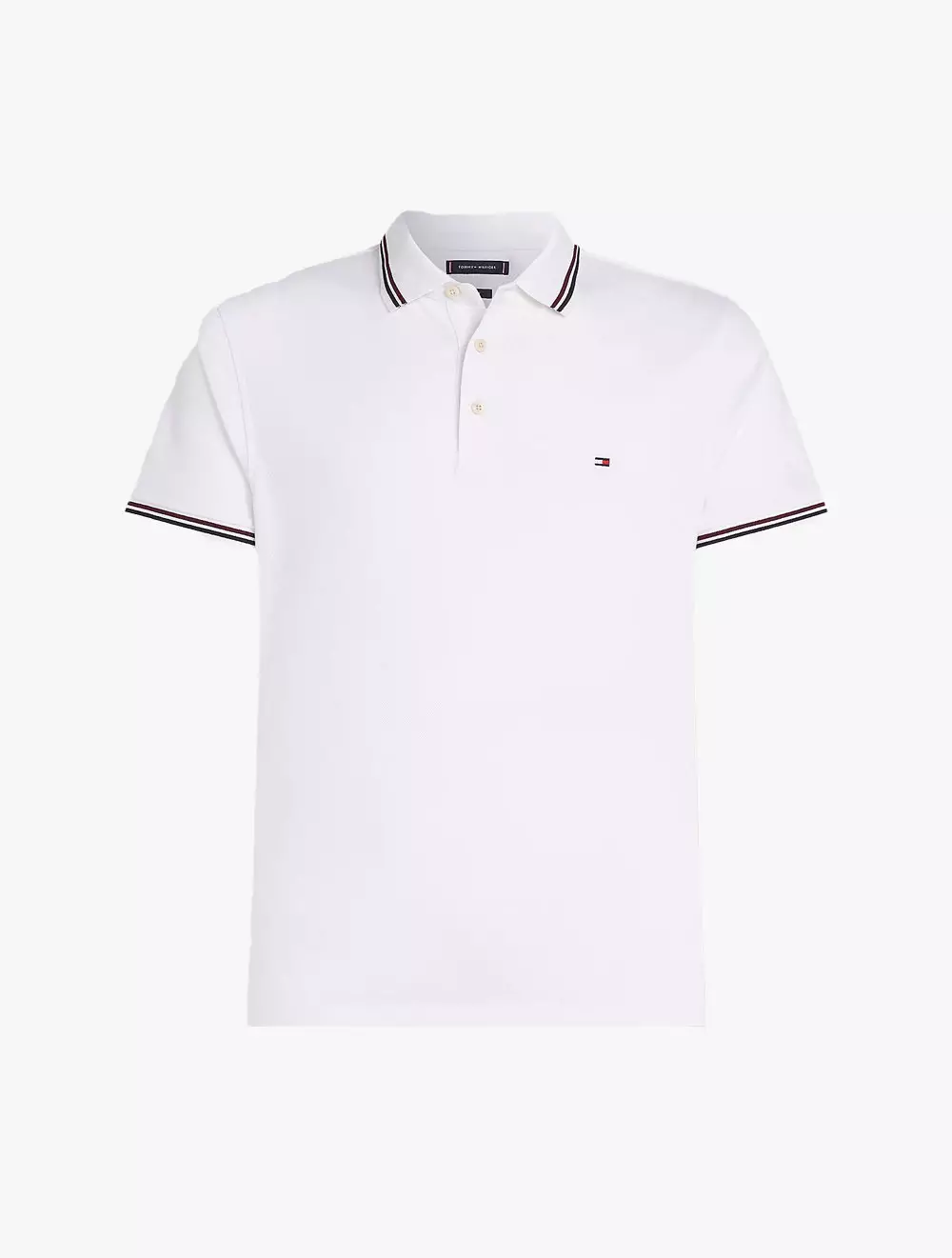 TOMMY HILFIGER - Slim Tipped Polo Shirt - White - White