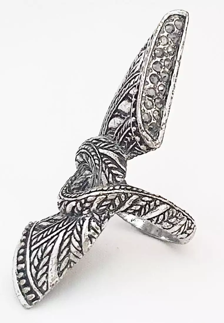 Tamok Tribal Knot Diamante Ring Cincin Wanita Swarovski Silver