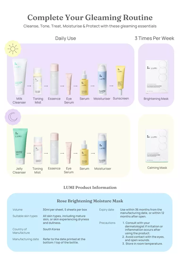 LUMI Rose Brightening Moisture Mask (5 Sheets/Box)