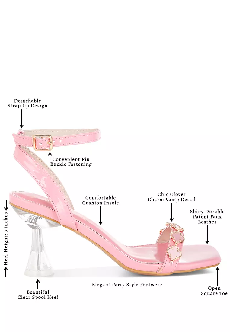Charm Detail Spool Heels In Pink