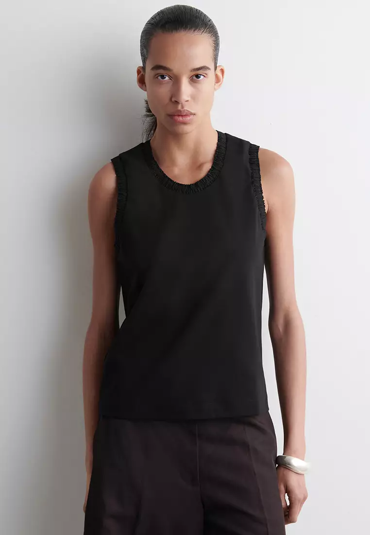 Gathered Cotton Tank Top