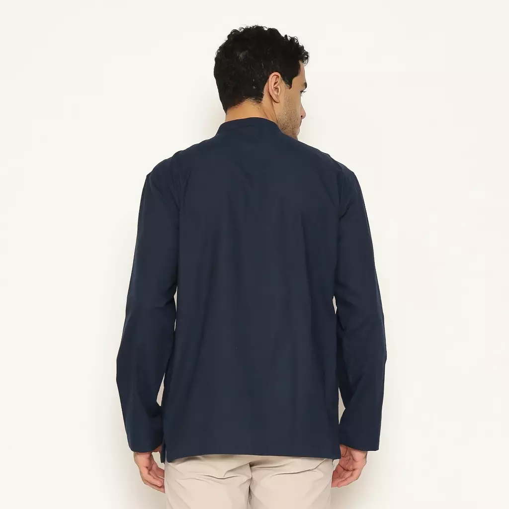 AMK Baju Koko Lengan Panjang Bordir KK ZAKI L/S NAVY