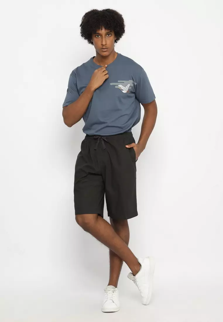 RBJ Celana Pendek Karet Polos Cotton Dark Army Pria