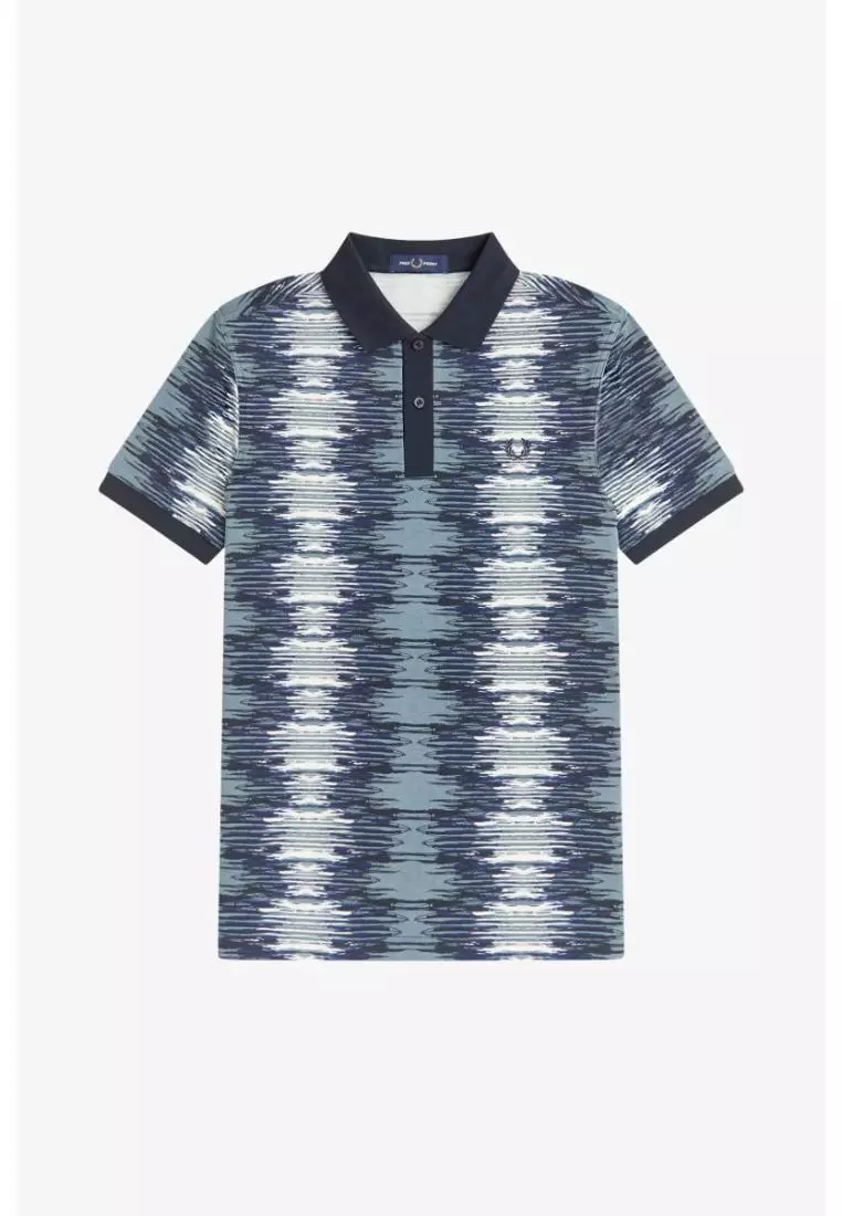 Fred Perry M1633 Soundwave Glitch Polo Shirt (Stockport Blue)