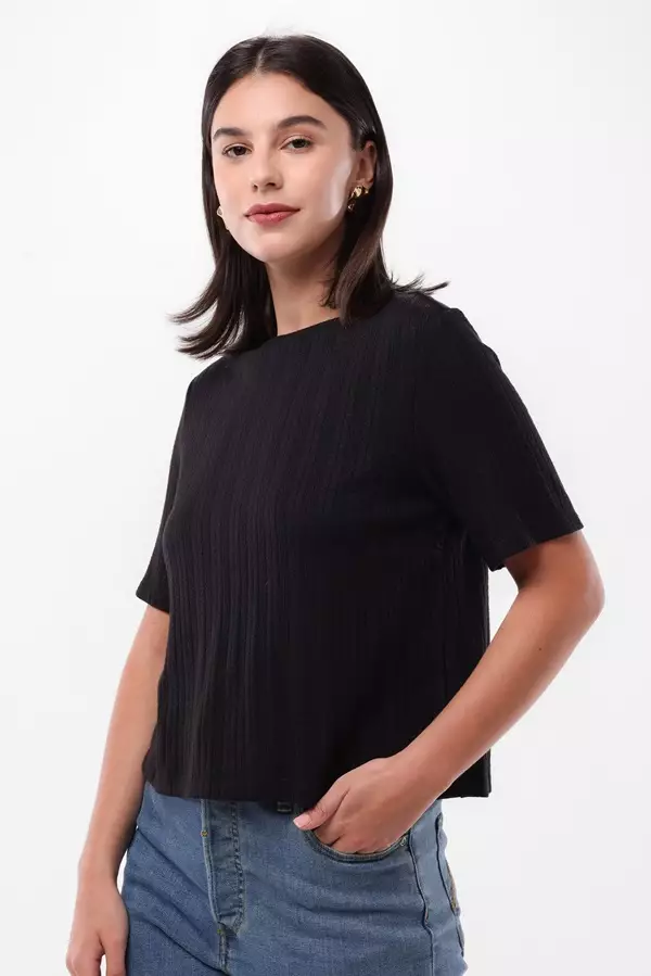 Minimal Jalla Rib Crop Top - Black