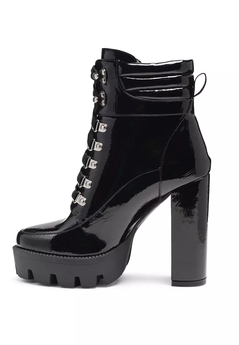 White patent lace up boots sales