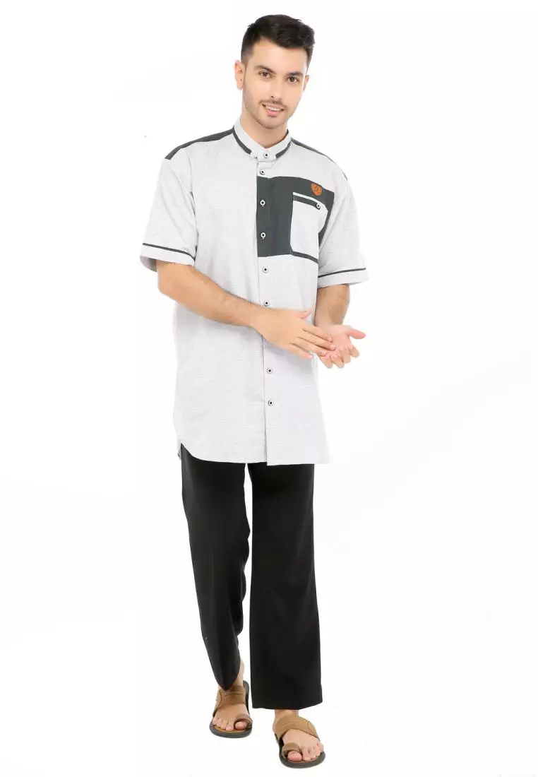 Baju Koko Gamis Muslim Pria Fawwaz - Silver