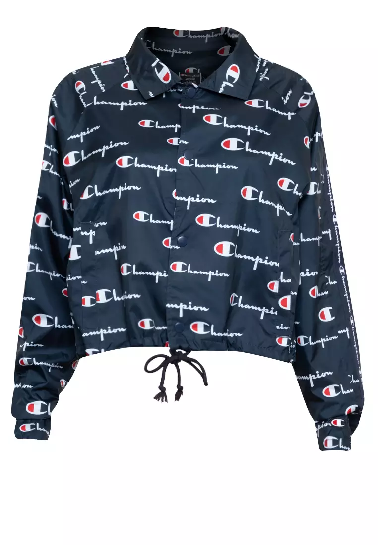 Champion crop black coaches jacket shop