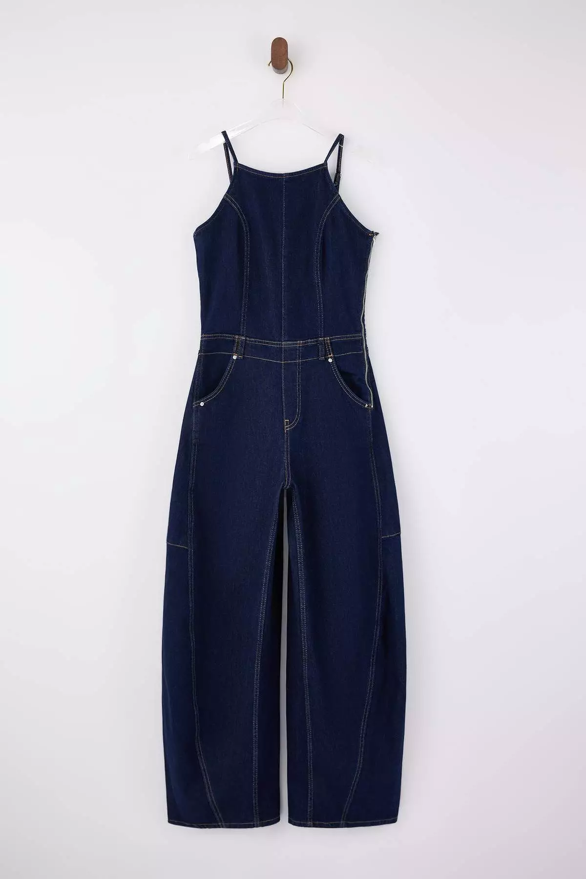Teen Blue Strappy Slightly Stretchy Baggy Fit Denim Jumpsuit Twoss26Tu1