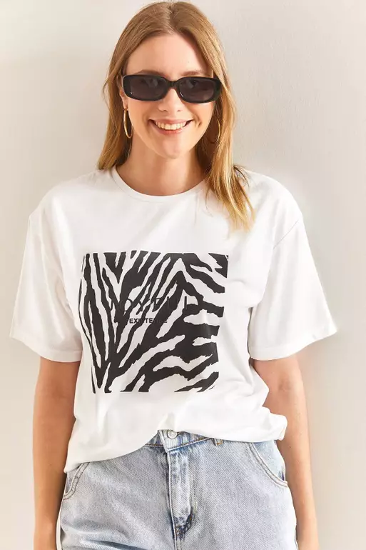 Women's Patterned Combed Cotton Tshirt