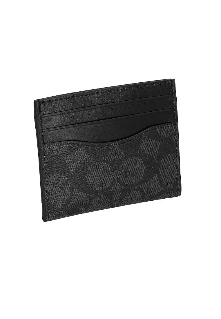 Slim Id Card Case In Signature Canvas Charcoal/Black CW366
