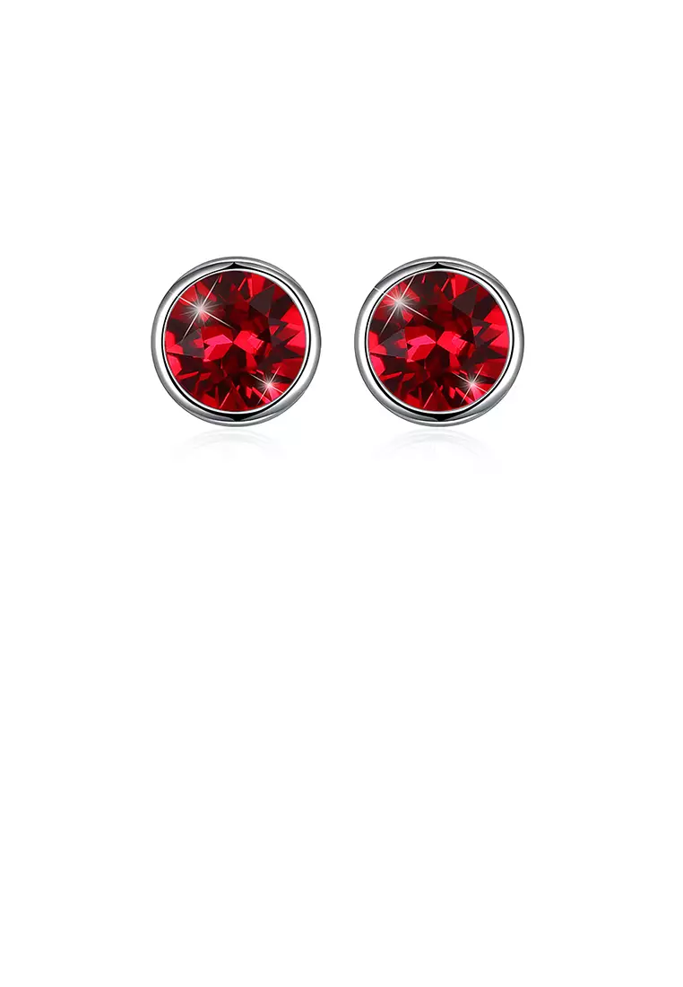 Red stone silver earrings online