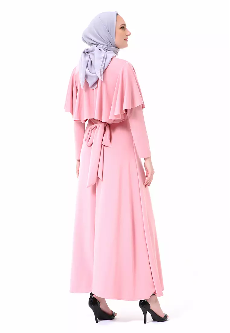 Zeta Dress Fashion Muslimah Wanita Long Sleeve Style Basic Relaxed Fit - Pink
