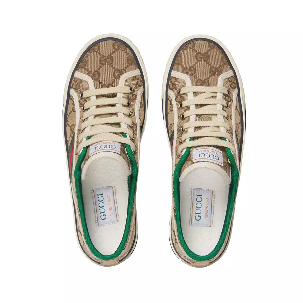 Jual Gucci Gucci Women's GG Gucci Tennis 1977 Sneaker Beige/Ebony White