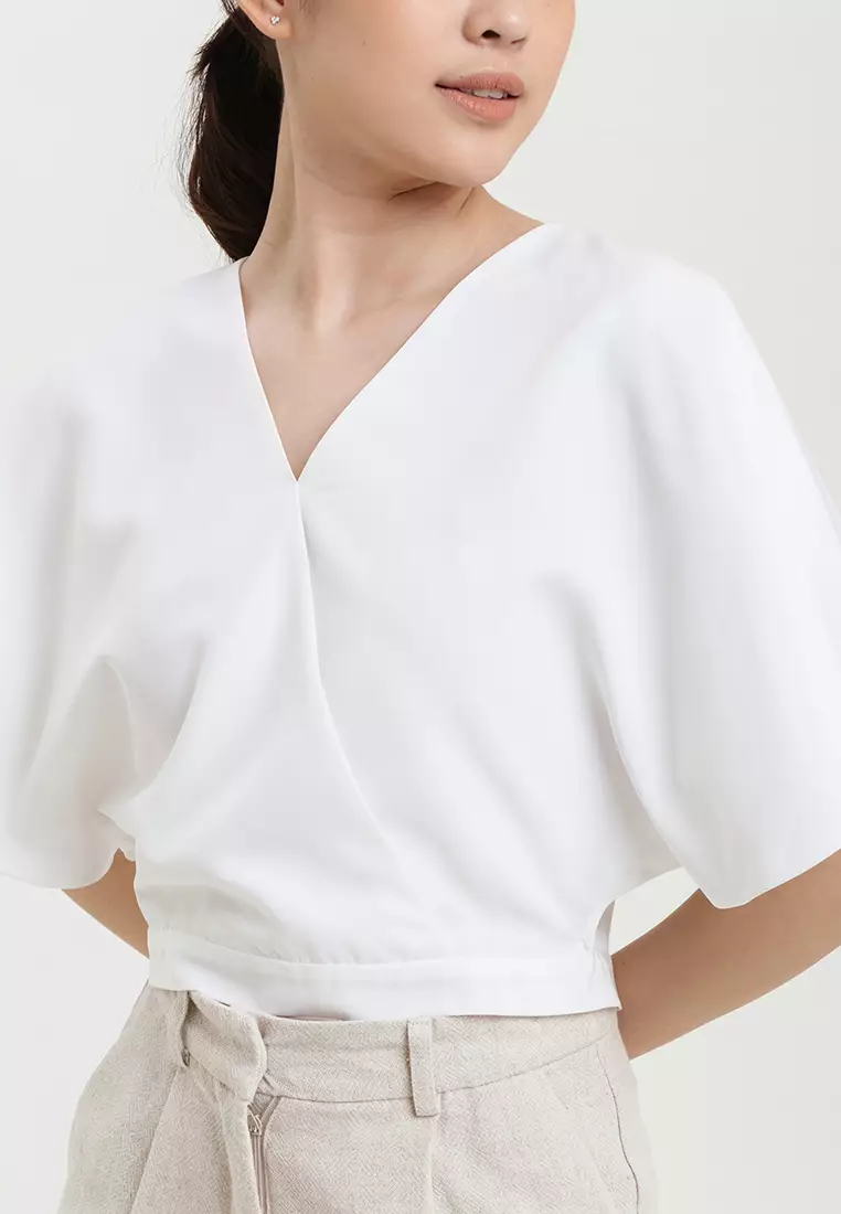 Batwing Crop Blouse in White