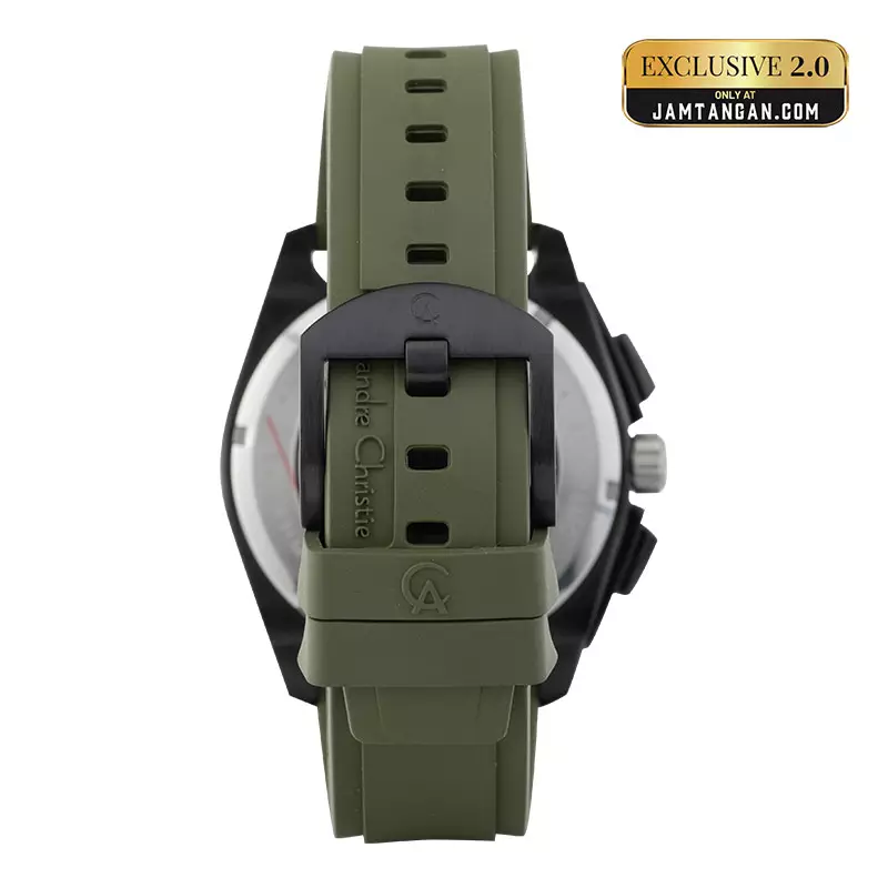Jam Tangan Pria Alexandre Christie Chronograph AC 6612 MC RTBBAGN Men Green Rubber Strap Exclusive at Jamtangan.com