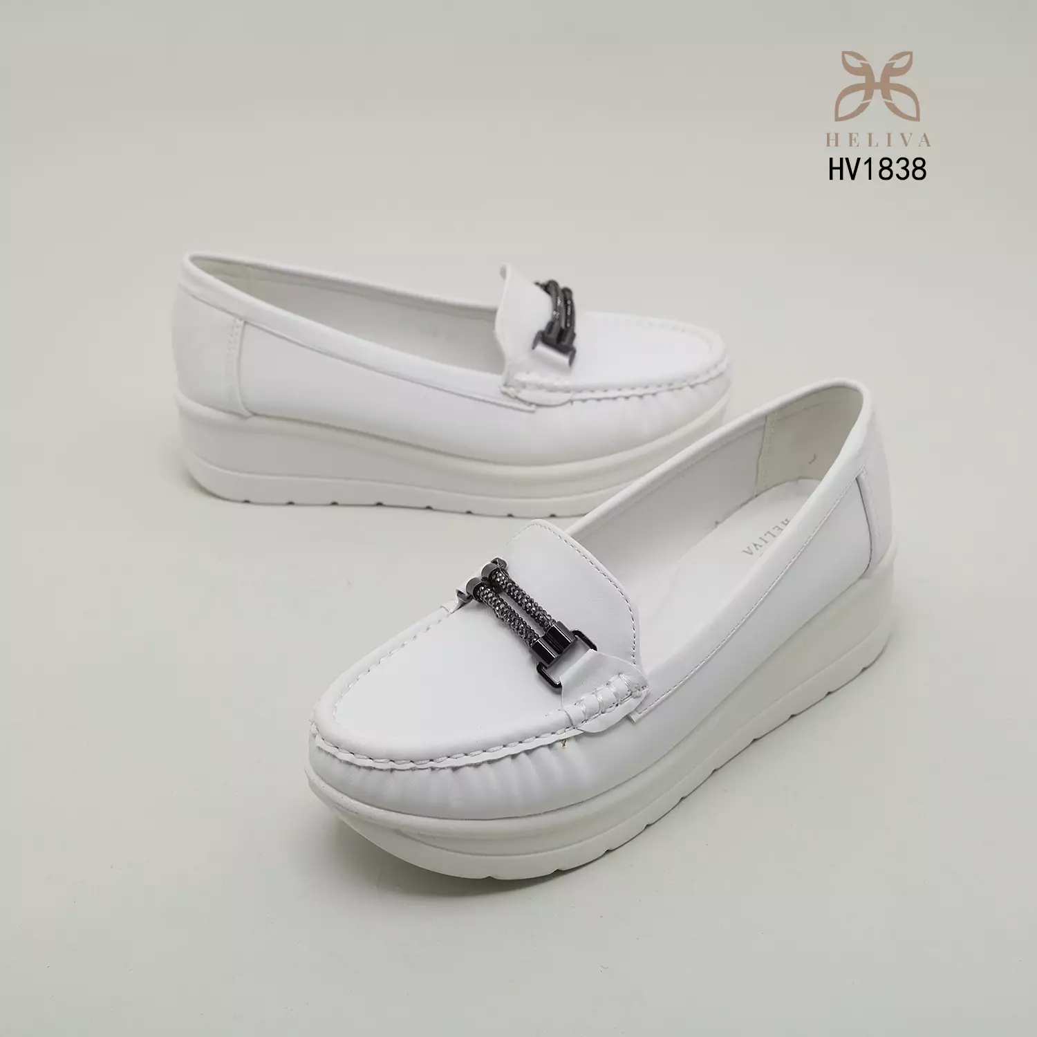 Heliva Denis Wedges Shoes Office Lady Looks With Braided Chain